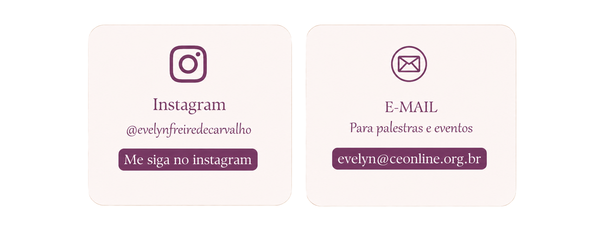 Contatos de Evelyn Freire de Carvalho: Instagram e e-mail